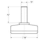 drawing of 1-3/4 inch Non-Swivel Heavy Duty Hank Adjustable Glide