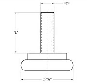 drawing of Adjustable Glide with 1-1/4 inch diameter Metal Base